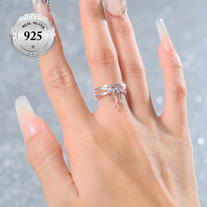 Interlaced Bow Ballet Style S925 Silver Open Ring